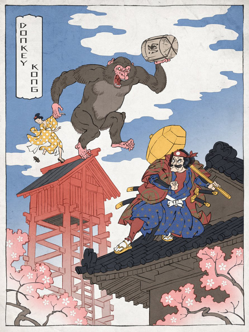 Illustration for article titled Modern Video Game Heroes as Traditional Japanese Paintings